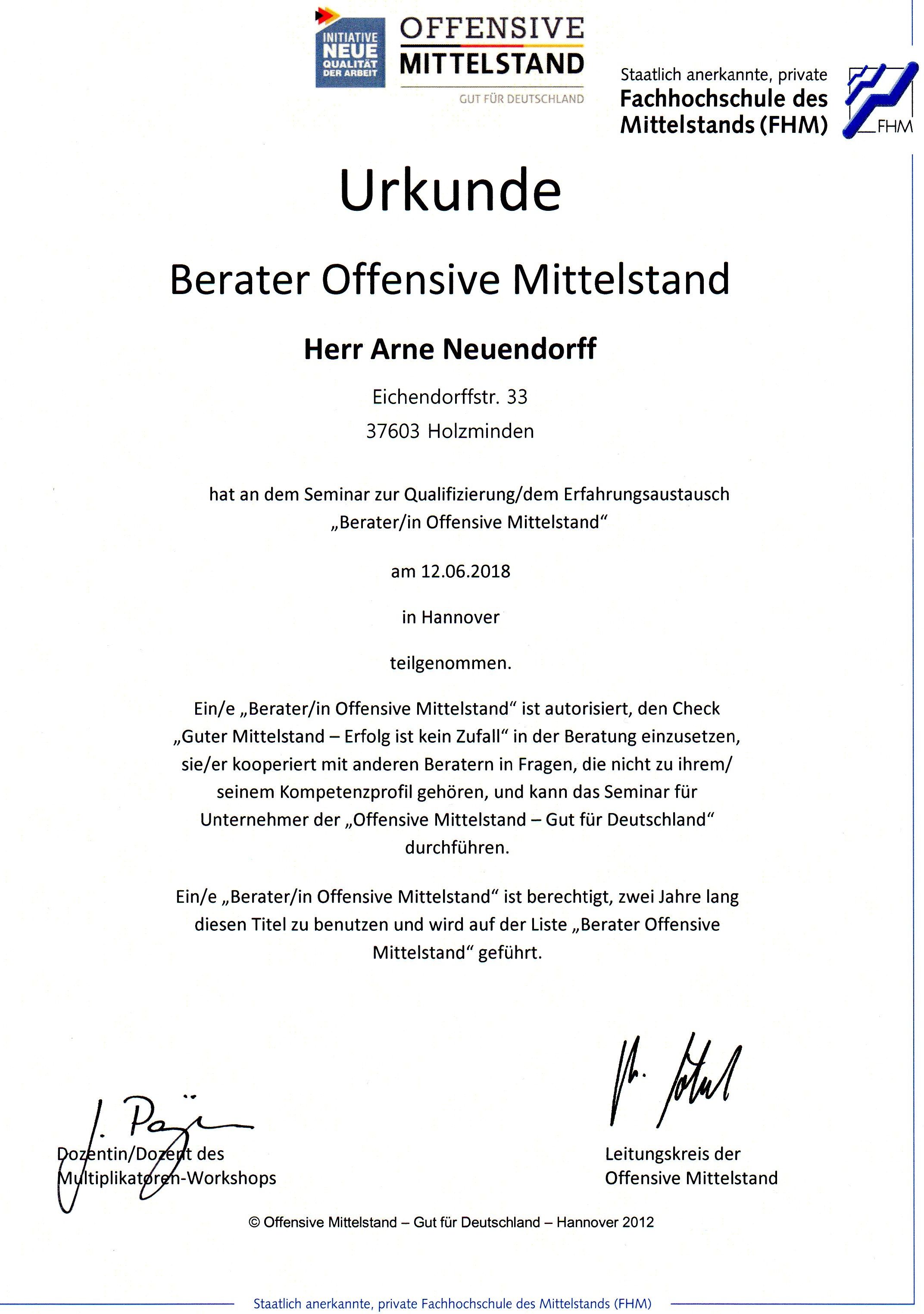 Berater Offensive Mittelstand